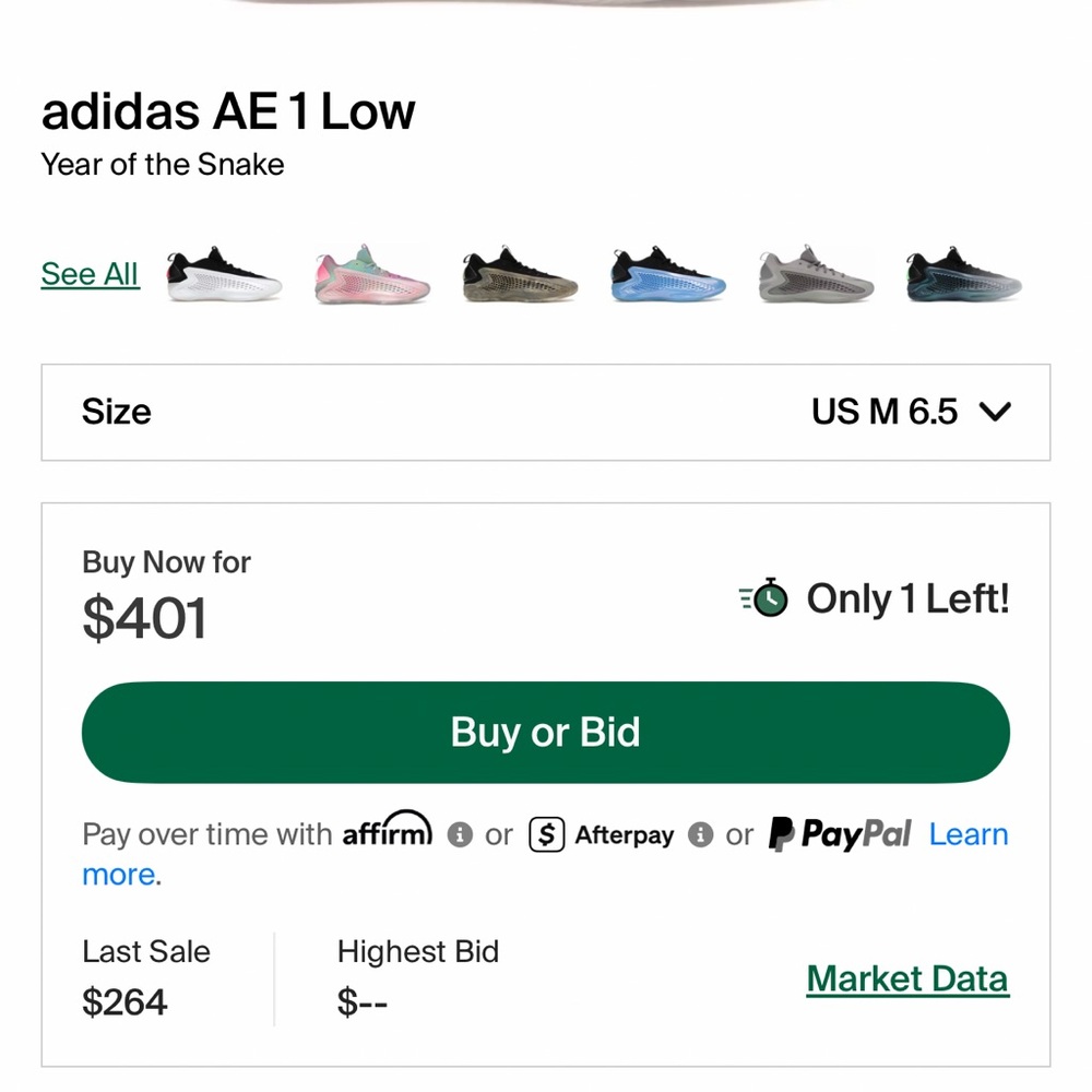 Men’s Adidas Anthony Edwards’s 1 Black and Silver Iridescent Athletic Shoes